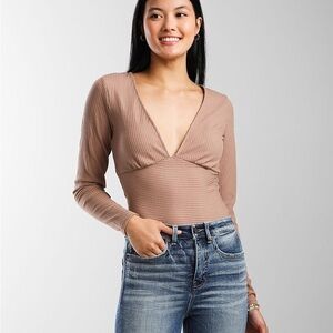 NWT Red by BKE Ribbed Empire Top - Taupe